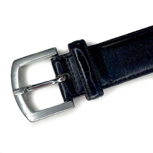 Banana Republic Plain Black Dress Belt with Square Silver Buckle - Picture 2 of 4